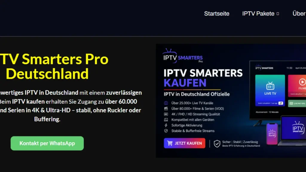 لقطة واجهة موقع iptvsmarterskaufen.com