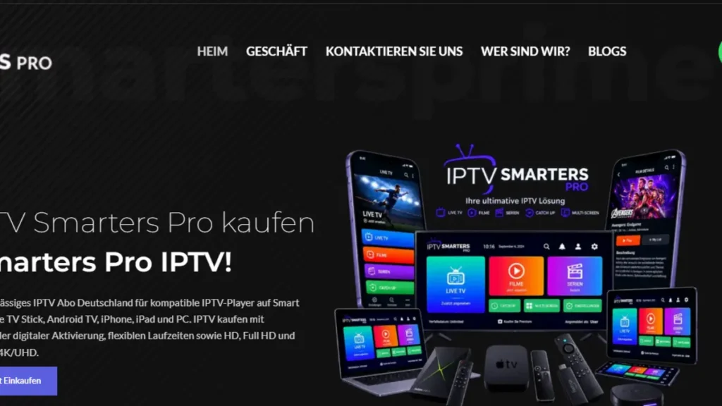 لقطة واجهة موقع iptvsmartersprime.de