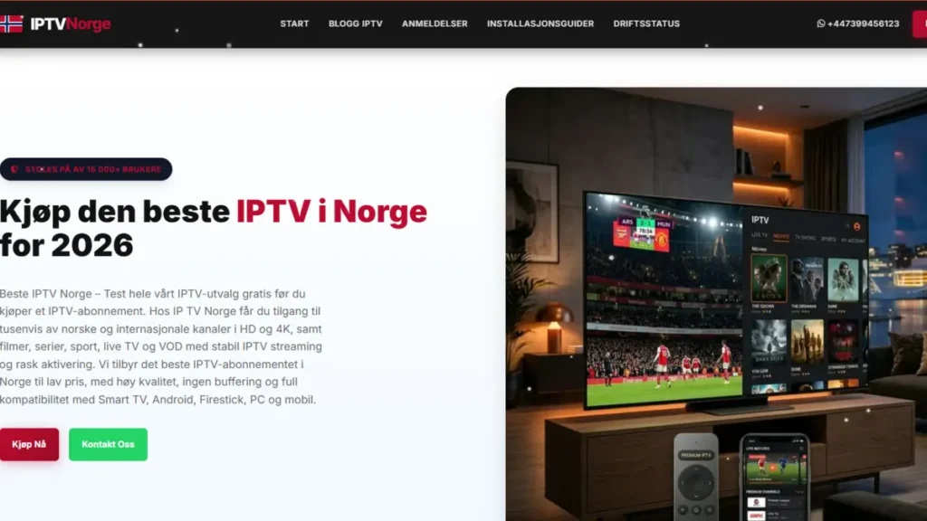 لقطة واجهة موقع kjopiptvnorge.com